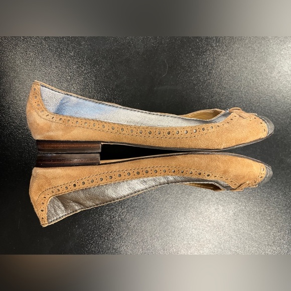 Sam Edelman Ballet Flats Sz 7 Silver Leather & Tan Suede Upper - Picture 8 of 13